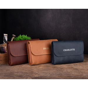 Handmade Vintage Leather Bridal Gift Makeup Bag Customized Cosmetic Travel for <b>Case</b> <b>Medium</b> Capacity Organizer Women - Product Image 2