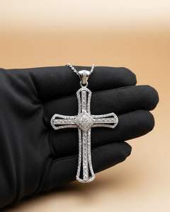 Collar con Cruz de Diamantes Moissanite VVS, Joyería Cristiana, Plata 925, Colgante con Incrustaciones de Diamantes, Colgante Hip Hop, Colgante de Fe, Regalos Bapistam - Product Image 6