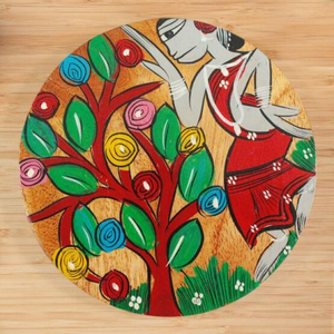 Service de 4 assiettes à café AWE Royal Coaster en bois de manguier brun faites à la main, design moderne, pour table de cuisine, motif dessin animé merveilleux - Product Image 2