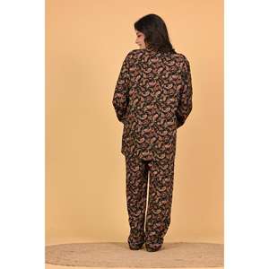 Conjunto de Pijama de Poliéster Crepé Estampado para Mujer, Ropa de Dormir Suave y Transpirable, Atuendo Cómodo para el Hogar - Product Image 6