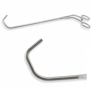 Pinzas VATS Lambert Kay con trinquete curvo y vástago en ángulo, eje de 10 mm, mandíbulas DeBakey atraumáticas 1x2, 21 cm de trabajo, 31 cm de longitud total – ZETOMEDPRO - Product Image 1