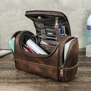 Handmade Genuine Leather Toiletry Bag Mens Dopp <b>Kit</b> Travel Wash Bag <b>Shaving</b> <b>Kit</b> Organizer Custom Logo Bulk TYG-0123 - Product Image 1