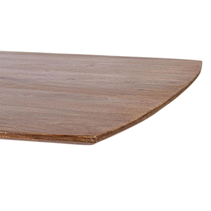 Table de salle à manger moderne pour la maison, couleur noyer, en bois de manguier massif, plateau incurvé, base en métal finition dorée, 6-8 places, cuisine, salle à manger - Product Image 5