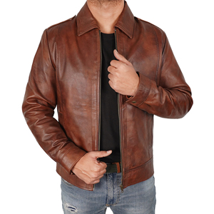Chaqueta de cuero de moda con forro que absorbe la humedad para uso en exteriores, chaqueta de cuero genuino con interior transpirable y cómodo de usar. - Product Image 1