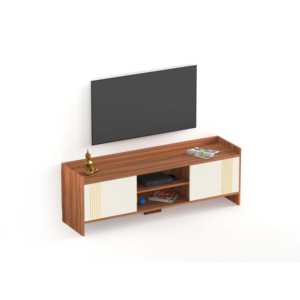 Meuble TV moderne Charley de la gamme Premyrr en noyer et couleur givrée - Product Image 4
