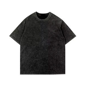 <b>Mens</b> Vintage Acid Wash Dark Charcoal Oversized Short Sleeve Cotton T-<b>Shirt</b> Custom Logo OEM ODM Wholesale Apparel - Product Image 1