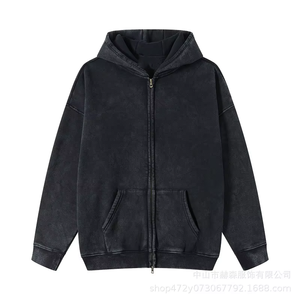Sudadera con Capucha Verde para Hombre, Cierre de Cremallera, Color Sólido, Corte Regular, con Bolsillo, Manga Regular, Tejido de Felpa, Ecológica 100% - Product Image 4