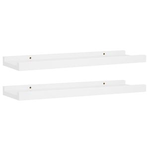 Ensemble de 2 étagères murales en MDF blanc, 15,7 po x 3,5 po x 1,2 po, pour mur et présentation - Product Image 2