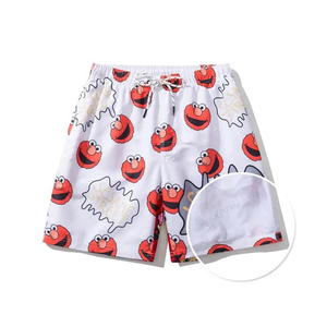 Shorts de bain pour hommes en toile 100 % polyester, design de haute qualité, taille élastique, shorts de plage pour hommes en stock - Product Image 4