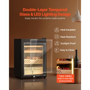 Humidor Elettrico per Sigari da 60L, 350 Pezzi, Raffreddamento a Compressore, Controllo Costante di Umidità e Temperatura per Uso Domestico - Product Image 6