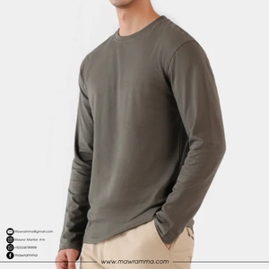 T-shirt à manches longues en jersey 100% coton de qualité supérieure, logo personnalisé imprimé, t-shirt de sport surdimensionné de haute qualité pour hommes, OEM - Product Image 3