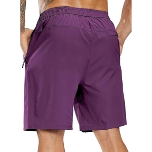 Shorts Bermuda pour homme, couleur unie violet, taille élastique, séchage rapide, décontractés, avec poches, shorts de fitness pour homme - Product Image 2