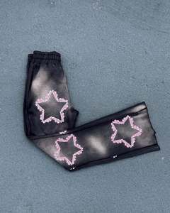 Conjunto de dos piezas de chándal de algodón 100% ligero y transpirable con efecto desgastado, sudadera con capucha y parches, estilo streetwear OEM. - Product Image 3