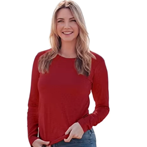 Camiseta de Manga Larga para Mujer, Cuello Redondo, Informal, Básica, Suave y Elástica, Ropa de Moda, OEM, ODM - Product Image 4