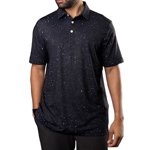 Polo en coton Oxford à manches courtes pour homme, motif à pois bleu foncé, coupe classique, décontracté, respirant, design tissé - Product Image 5