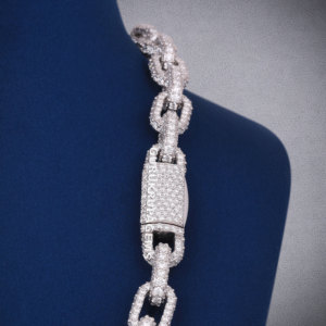 Cadena de eslabones RTS Ice Out con diamantes de moissanita plateados para hombre y mujer, diamantes con claridad D VVS, probados con el probador de diamantes, la mejor calidad. - Product Image 5