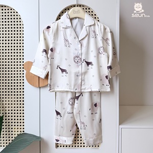 ชุดนอนเด็ก SeunKids ลายสัตว์เลี้ยง แขนยาว เนื้อผ้านุ่ม วิสโคส ผลิตในเวียดนาม - Product Image 1