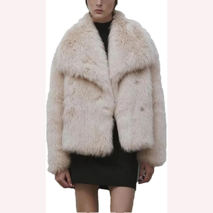 Abrigo de Piel Sintética Tejida para Mujer, Estilo Casual, Color Sólido, Grueso y Cálido para Invierno, Manga Larga con Ribete de Piel, Estilo Pullover - Product Image 2