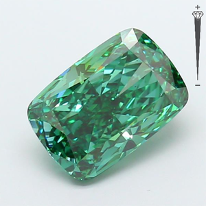 ROYAL GEMS, Diamante Cultivado en Laboratorio con Certificación IGI, Corte Cojín Alargado de 4.46 CT, Color Verde Intenso Fantasía, Claridad VS1, CVD LG 776634997 - Product Image 1