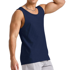 Men Solid Color O-Neck Knitted Tank Top Casual Style Dark Blue Sleeveless <b>Vest</b> Custom Logo High Quality Material - Product Image 5