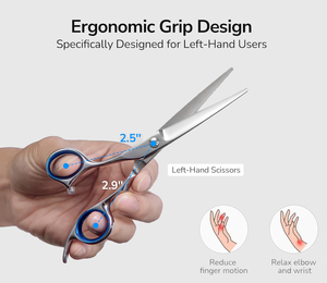 กรรไกรตัดผมมืออาชีพสำหรับคนถนัดซ้าย ขนาด 6.5 นิ้ว ใบมีดสแตนเลสขอบเรียบ เกรดอุตสาหกรรม รับผลิตแบบ OEM - Product Image 3