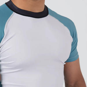 T-shirt de compression à manches courtes pour homme, blanc et bleu, à séchage rapide, anti-UV, fabriqué au Pakistan - Product Image 2