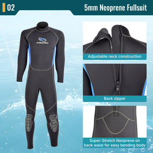 Combinaison de plongée en néoprène AROPEC 5 mm pour homme, combinaison intégrale avec fermeture éclair aux chevilles |   Combinaison de plongée professionnelle OEM/ODM pour la pêche au lance-pierre - Product Image 3