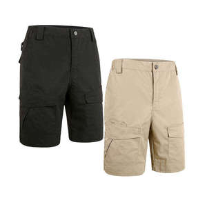 Shorts cargo pour homme, vert uni, taille mi-haute, fermeture boutonnée, séchage rapide, décontractés, style bermuda, avec plusieurs poches - Product Image 4