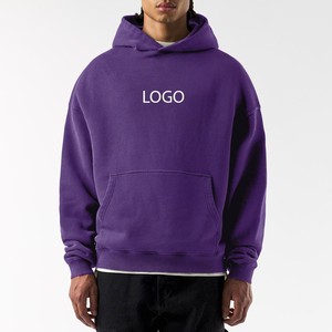 Sweat à capuche OEM pour homme, qualité supérieure, logo personnalisé, coupe ample, violet foncé, molleton épais 500 GSM en coton, pull à capuche - Product Image 1