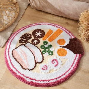 Tapis de bain rond en coton à motif alimentaire fantaisie, avec dos antidérapant en caoutchouc et design touffeté pour usage domestique - Product Image 4