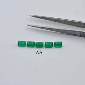 Pierre précieuse en onyx vert naturel de haute qualité, taille octogonale facettée, 3x5 mm, design tendance, bijoux en onyx de fabrication indienne - Product Image 3