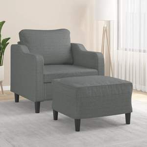 Sillón Gris Oscuro para Sala de Estar con Reposapiés, Conjunto de Muebles Cómodos para Sofá - Product Image 1