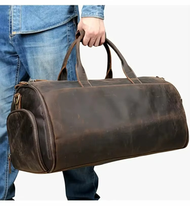 2026 OEM Luxury Fashionable Multi-Functional Large Capacity 21 Canvas Genuine <b>Leather</b> Duffel Travel <b>Bag</b> Organizer Zipper - Product Image 1