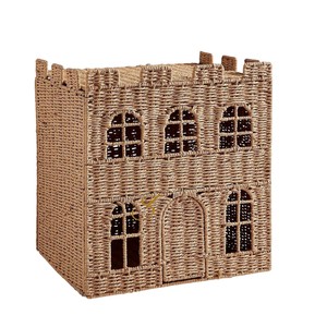 Handcrafted Natural Seagrass Castle Box Creative Toy Storage Chest <b>with</b> Flat <b>Lid</b> Wicker Castle <b>Basket</b> Window Detail - Product Image 4