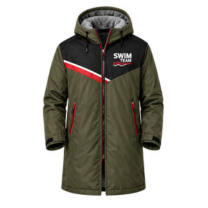 Custom Logo Swim <b>Parka</b> Long <b>Waterproof</b> <b>Jacket</b> Warm Fleece Lining Oversized Hooded Changing Robe for Swimmers Surfing Beach Use - Product Image 1