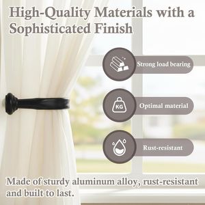 Elegant Black <b>Tiebacks</b> for Curtains Wall-Mounted Curtain Holdbacks Hooks Drape Curtain Holder Wall Curtain Poles Accessory - Product Image 5