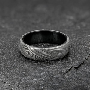 Anillo de Compromiso de Acero de Damasco Hecho a Mano Black Smith 1987, 8mm, Unisex, Diseño de Constelación Personalizado, Estilo Clásico, Acero Inoxidable - Product Image 2
