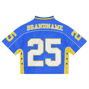 Custom Mesh Football Jersey Oversized Boxy Crop Top, Breathable Polyester <b>Summer</b> <b>Shirt</b>, Plus Size Streetwear Sports Tee - Product Image 2