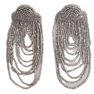 ต่างหูแบบห้อยสำหรับผู้หญิง,ต่างหูแบบปักด้วยมือปรับแต่งได้สำหรับรูปร่างพวงมาลัยสีเงินสีเทา3ตัดลูกปัด - Product Image 1