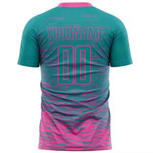 Camiseta de Fútbol Sublimada con Diseño Personalizado, Nombre del Equipo, Número, Degradado Rosa Verde Azulado, Unisex, Manga Corta, Absorbe la Humedad, Ajuste Atlético - Product Image 3