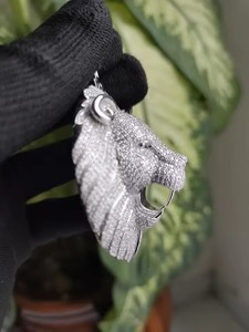 Colgante Unisex Iced Out de Plata 925 Bañada en Plata con Diseño de Moissanita Engastada en Bisel y Piedras Brillantes, Estilo Hip Hop para Fiesta, HP-74 - Product Image 4