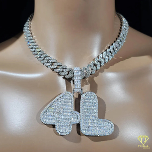 Moissanite Diamond " 41 "Pendant <b>Chain</b> Custom Hip Hop Necklace <b>Iced</b> <b>Out</b> Cuban Link Jewelry For Men - Product Image 5