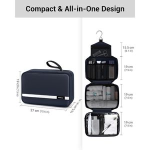 Maliton <b>Large</b> Hanging <b>Toiletry</b> <b>Bag</b> for Men and Women 4 Compartment Hygiene Travel <b>Bag</b> with 'W' Design - Product Image 2