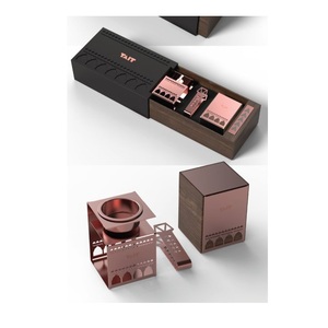 Juego de quemador de incienso árabe de lujo, quemador de bakhoor geométrico de metal, caja de regalo personalizada, quemador de carbón para oud, Mubkhar - Product Image 5