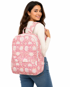 Mochila Unisex de Algodón con Estampado Floral, Acolchada, con Cierre de Cremallera, Ligera, Estilo Preppy, con Diseño Ergonómico para la Espalda, para Camping y Uso Diario - Product Image 1
