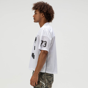 Camiseta de Fútbol Vintage para Hombre de Alta Calidad, Corte Cuadrado, Color Blanco, Manga Corta, Malla de Poliéster, Camisetas de Verano - Product Image 4
