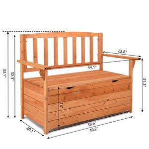 Box portaoggetti da giardino in cedro 112*58*84 cm con schienale e braccioli, rosso arancione brillante - Product Image 2