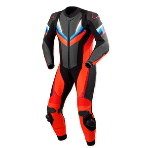 Combinaison de moto pour homme adulte en cuir 220g imperméable coupe-vent respirante avec empiècements en mesh et blocs de couleur manches longues - Product Image 1