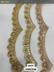 Encaje de lujo con lentejuelas y perlas, bordado a mano, elegante, con cinta y borde, para sari y dupatta, 100% artesanal - Product Image 5