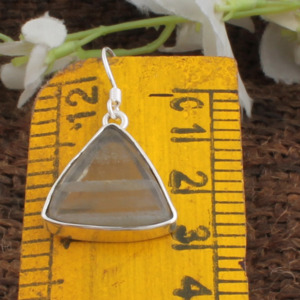 Boucles d'oreilles en fluorite naturelle triangulaire en gros, en argent sterling 925, taille triligne, pierres précieuses arc-en-ciel, bijoux fins pour femmes, prix d'usine - Product Image 5